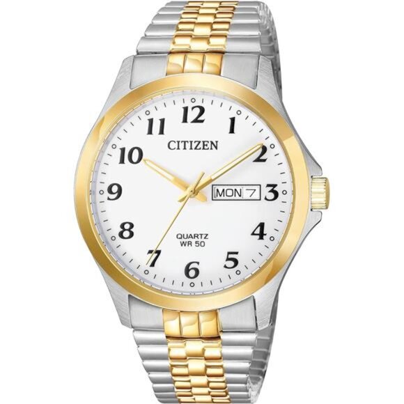 Quartz Mens Watch Stainless Steel Classic Silver Gold